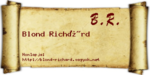 Blond Richárd névjegykártya